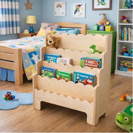 Doğal ahşap kitaplık 4 raflı